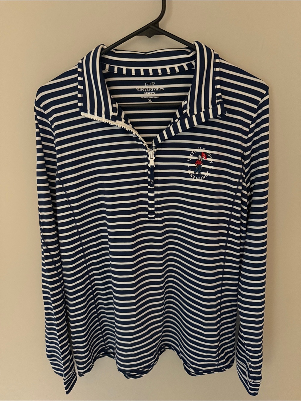 Vineyard Vines Navy & White Striped Long-Sleeve Half-Zip Top
